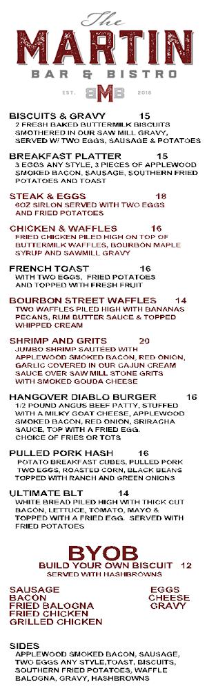 The Martin Bar + Bistro Menu image 2
