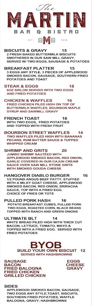The Martin Bar + Bistro Menu image 3